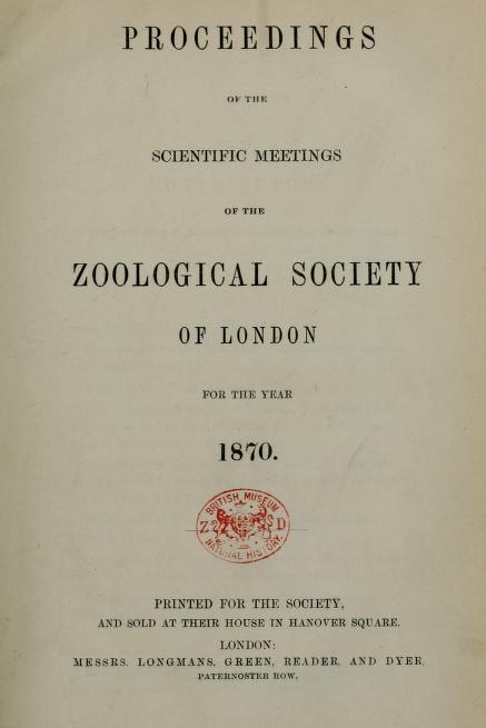 Media type: text; Cox 1870 Description: Proceedings of the Zoological Society of London, 1870;